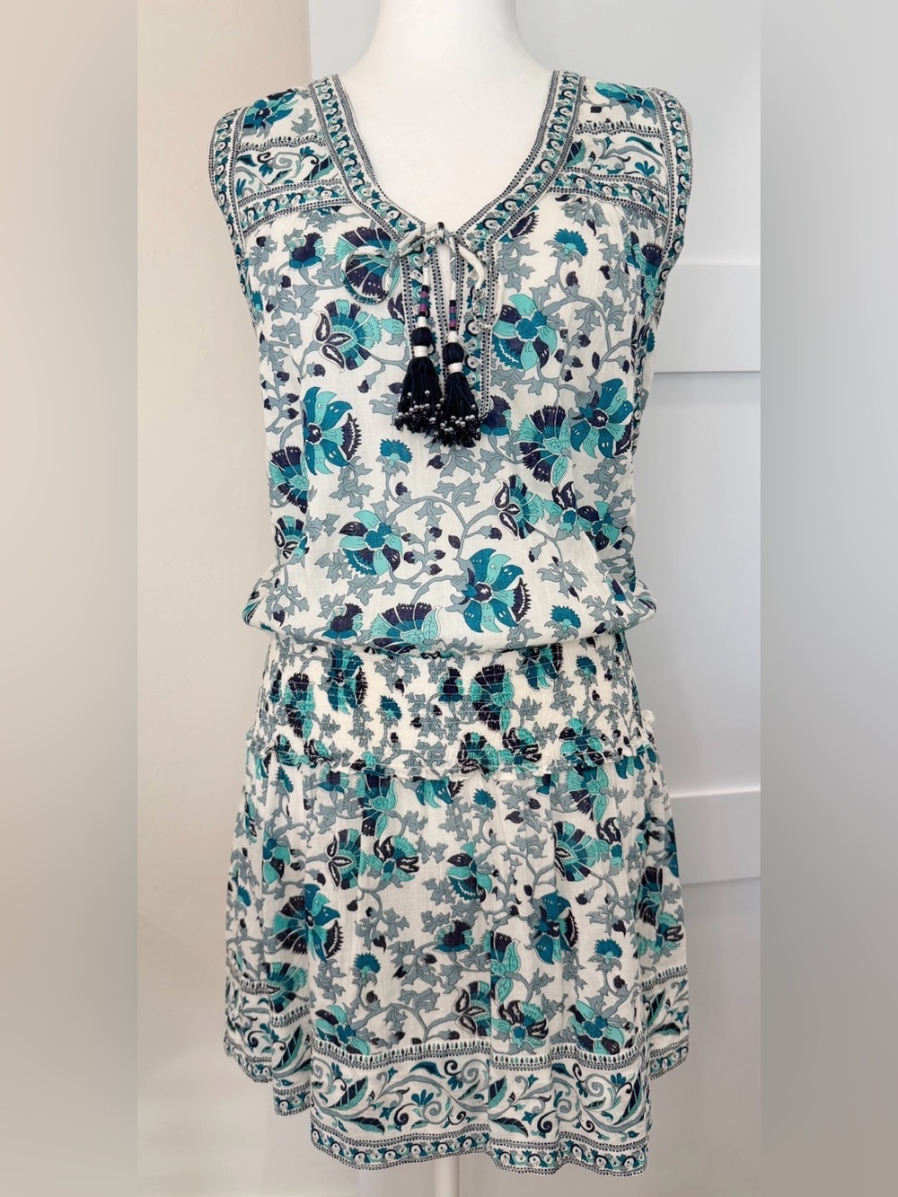 Calypso St. Barth Floral Boho Resort Wear Mini Dress Size XS EUC